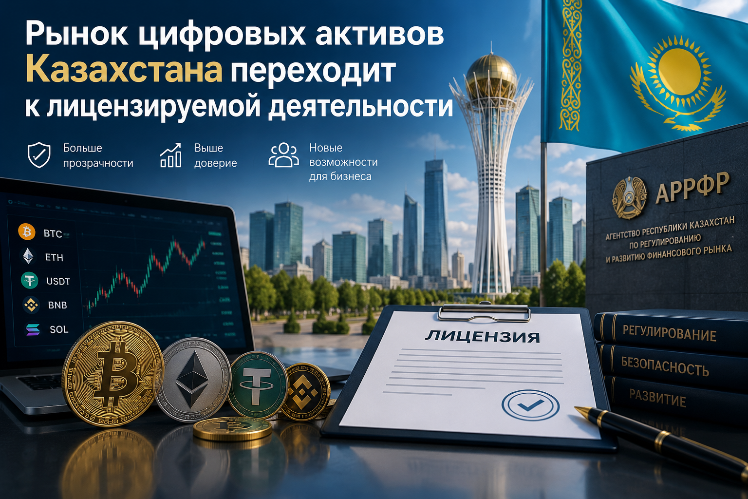Рынок цифровых активов Казахстана переходит к лицензируемой деятельности